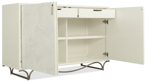 Hooker Furniture Melange White Lotus Hall Chest Artisan-Crafted White Lotus Marquetry, Soft-Close Doors, Gray Leafed Base 628-85723-02