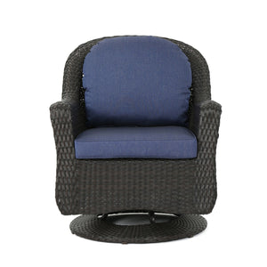 English Elm Christopher Knight Home® - Liam Swivel Club Chair Set Of 2 – Elegant Rattan Outdoor Seating With Water-Resistant Cushions 61516.00DBRN