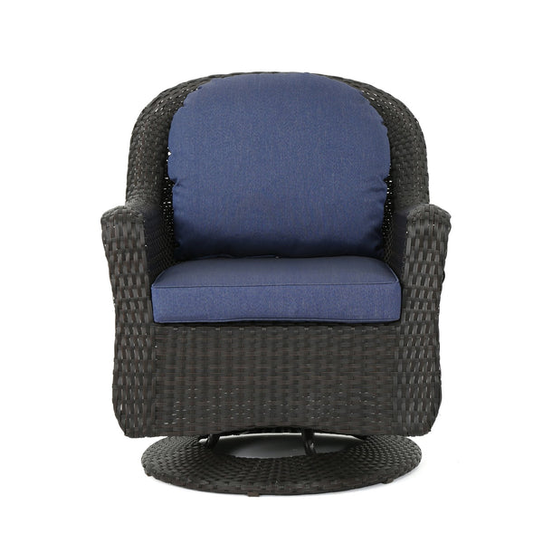 English Elm Christopher Knight Home® - Liam Swivel Club Chair Set Of 2 – Elegant Rattan Outdoor Seating With Water-Resistant Cushions 61516.00DBRN