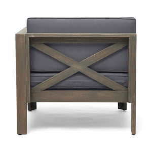 English Elm Alcove Acacia Hardwood Outdoor Sectional Set with Ottoman and Coffee Table 63714.00GDGRY