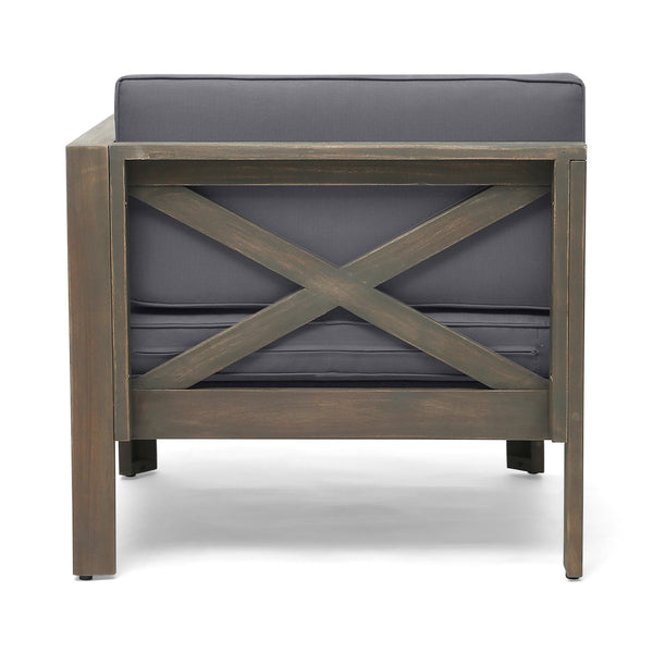 English Elm Alcove Acacia Hardwood Outdoor Sectional Set with Ottoman and Coffee Table 63714.00GDGRY
