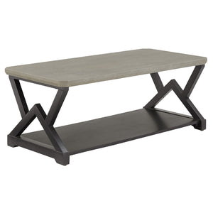 Homelegance By Top-Line Emery Black Finish Light Grey Fiber Cement Top Table Black Wood