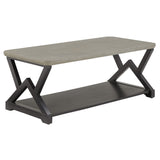 Emery Black Finish Light Grey Fiber Cement Top Table