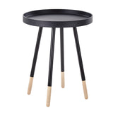 Homelegance By Top-Line Asher Paint-Dipped Round Tray-Top End Table Black Rubberwood