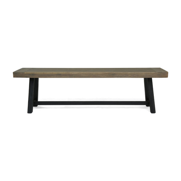 English Elm Acacia Slatted Outdoor Dining Bench Set of Two Solid Hardwood Patio Seating 63086.00GRY