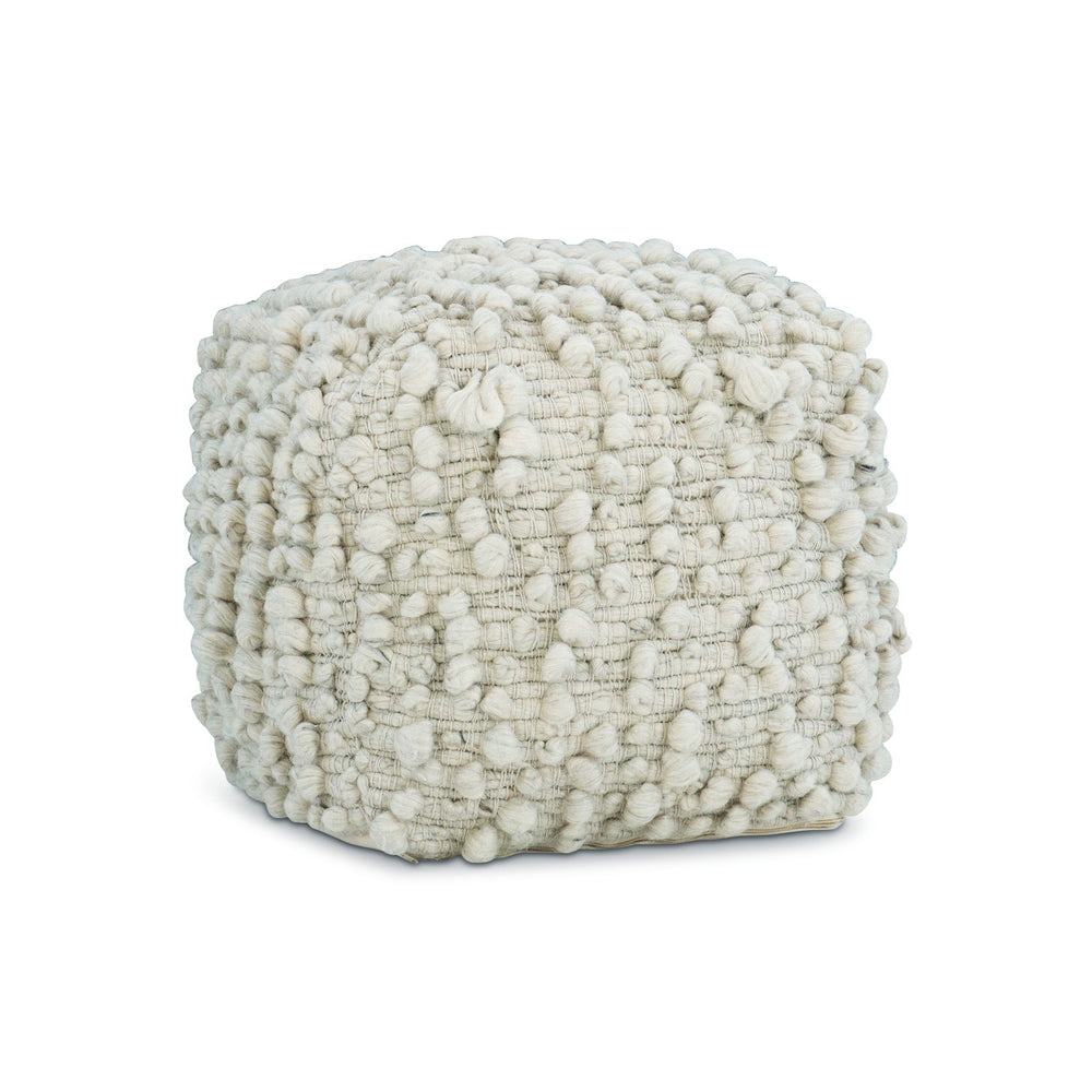 Bernhardt Bernhardt Kai Hand‑Loomed Wool Ottoman — Sculptural 18" Square Footstool, Textured Neutral Accent N1231O