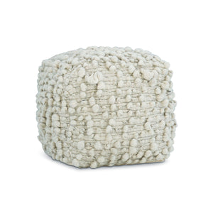 Bernhardt Bernhardt Kai Hand‑Loomed Wool Ottoman — Sculptural 18" Square Footstool, Textured Neutral Accent N1231O