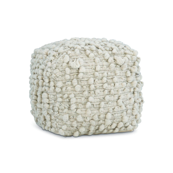 Bernhardt Bernhardt Kai Hand‑Loomed Wool Ottoman — Sculptural 18" Square Footstool, Textured Neutral Accent N1231O