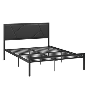 Homelegance By Top-Line Noelle Metal Platform Bed with Geometric Headboard Black Metal