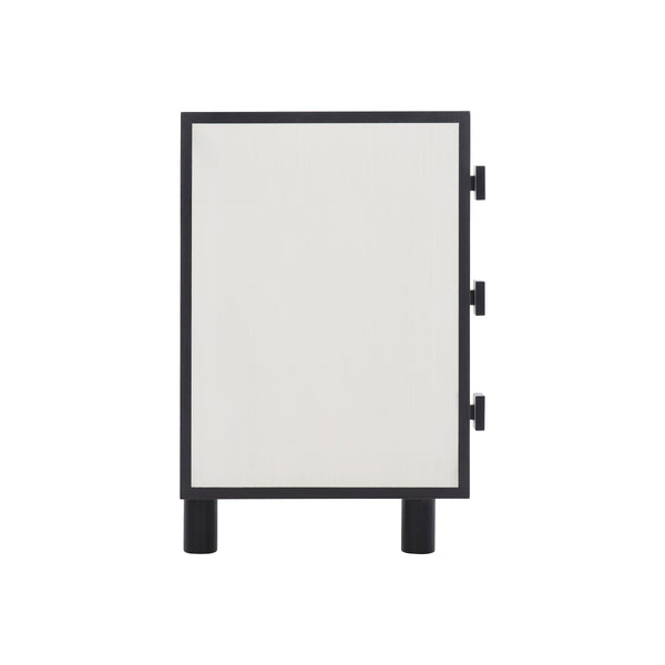 Bernhardt Bernhardt Glamorous Two-Tone Nightstand With Floating Soft-Close Drawers, Usb Charging Port Eggshell; Onyx 34" W x 18" D x 28.25" H 307230