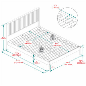 Contemporary Reeded Headboard Solid Wood King Bed Black ORLB8BBL Walker Edison