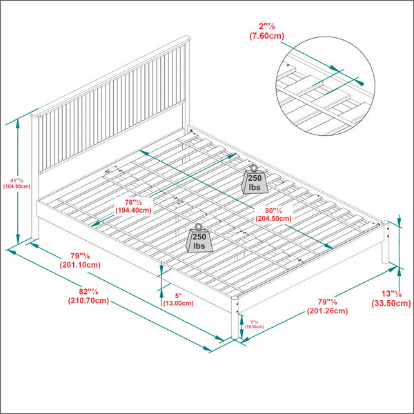 Contemporary Reeded Headboard Solid Wood King Bed Black ORLB8BBL Walker Edison
