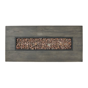 English Elm 56" Outdoor Rectangular Propane Fire Pit 50000 Btu Mgo Concrete Wood Grain Patio 57570.00GRY-50K