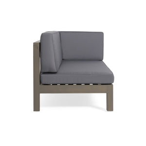 English Elm Brava Outdoor Acacia Corner Bench Set with Coffee Table for Patio Entertaining 57968.00DGY-64496.00GRY