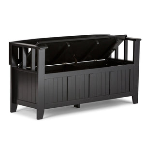English Elm Acadian Handcrafted Entryway Storage Bench with Lift-Top Seating, Solid Wood, Transitional Design Black B136P158259
