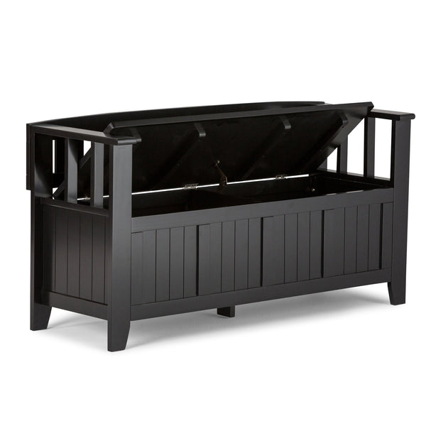 English Elm Acadian Handcrafted Entryway Storage Bench with Lift-Top Seating, Solid Wood, Transitional Design Black B136P158259
