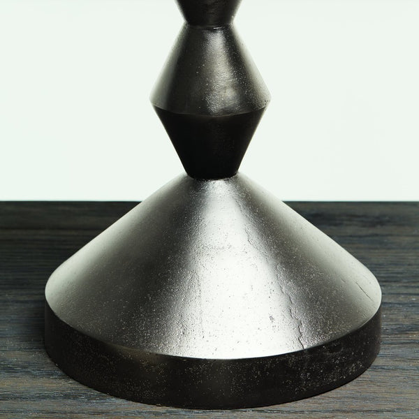 Bernhardt Bernhardt Mirabelle Cast Aluminum Round Chairside Table With Black Nickel Finish, Sculptural Pedestal (14.25"W X 20.25"H) 375162