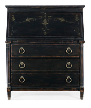 Hooker Furniture Charleston Black Cherry Secretary With Handpainted Drop-Front, Leather Writing Surface, Storage 6750-10309-97