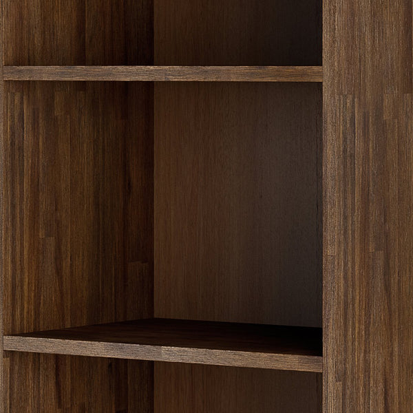English Elm Clarkson Solid Acacia Bookcase with Storage — Rustic Aged Brown Finish, Adjustable Shelves & Doors B136P158776
