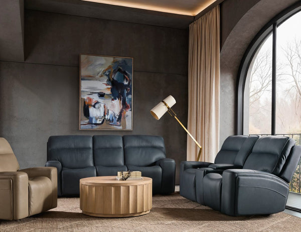 Hooker Furniture Riverton Dante Afterdusk Power Sofa With Dual Recline, Headrest & Lumbar, Hidden Cupholders And Luxe Leather Trim SS708-PHL3-048