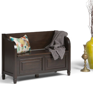 English Elm Connaught Entryway Storage Bench - Handcrafted Dark Chestnut Brown With Safety Hinges & Style B136P158130