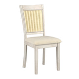 Homelegance By Top-Line Delroy Cane Accent Slat Back Dining Chairs (Set of 2) White Rubberwood