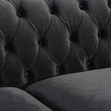 Christopher Knight Home® - Noble House - Parkhurst Tufted Chesterfield Velvet 3 Seater Sofa, Black and Dark Brown