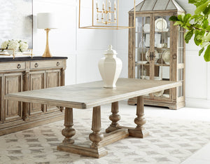 A.R.T. Furniture Architrave Trestle Dining Table – Elegant Almond Finish, Expandable From 96" To 136" For Gatherings! Brown Material, Pine Solids And Veneer,Resin 277238-2608