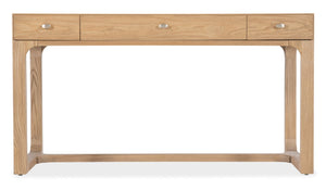 Hooker Furniture Documents Pecan Writing Desk With Keyboard Drawer, 3 Removable-Divider Drawers & Pewter Knobs, Casual Style 6018-10458-85