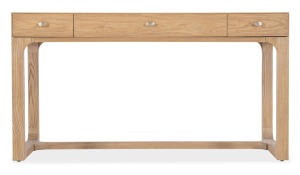 Hooker Furniture Documents Pecan Writing Desk With Keyboard Drawer, 3 Removable-Divider Drawers & Pewter Knobs, Casual Style 6018-10458-85