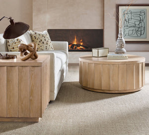 Hooker Furniture Commerce Willow End Table With Scalloped Edges, Light Oak Finish, Soft-Close Door & Hidden Locking Storage 7228-80247-82