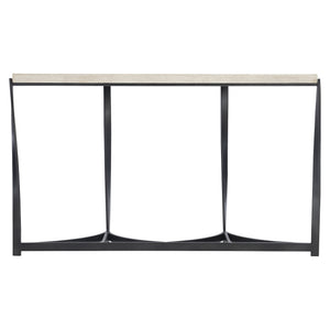 Bernhardt Bernhardt Berkshire Laminated Stone Console Table With Twisted Aged Pewter Steel Base, 54"W 405910