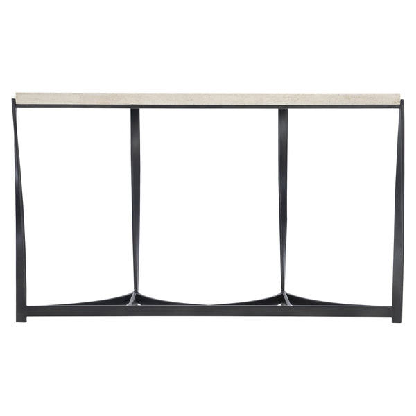Bernhardt Bernhardt Berkshire Laminated Stone Console Table With Twisted Aged Pewter Steel Base, 54"W 405910