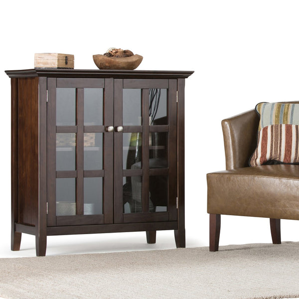 English Elm Acadian Low Storage Cabinet In Brunette Brown - Handcrafted Solid Wood With Adjustable Shelves & Style B136P159405