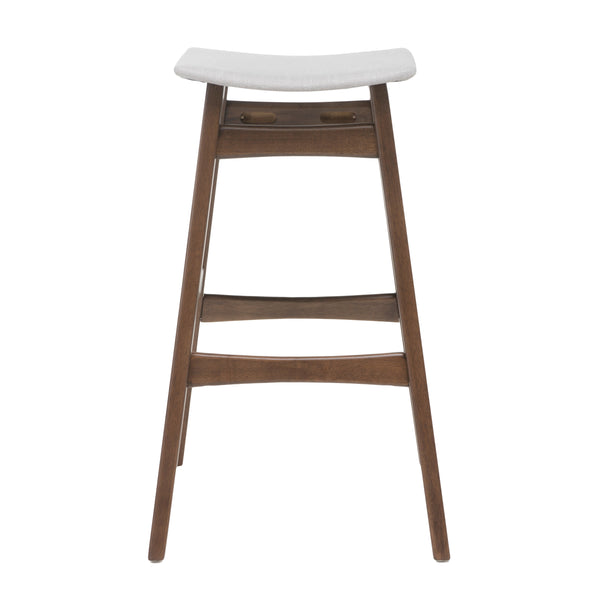 English Elm Christopher Knight Home® - Bar Stool Set Of 2 - Mid-Century Modern Light Beige Fabric With Walnut Legs For Kitchen & Home Bar 58922.00WNT