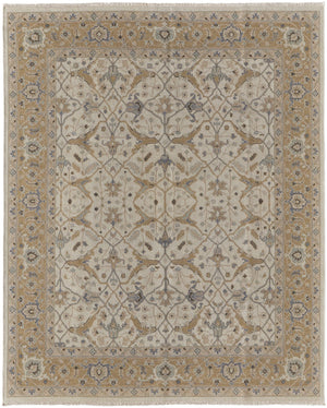 Feizy Rugs Corbitt Persian-inspired Hand Knotted Wool Rug - Elegant Low Pile Design For Timeless Spaces Ivory,Gold Wool Cor0611fivygldf99