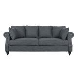 Christopher Knight Home® - Noble House - Manbow Contemporary Fabric Pillowback 3 Seater Sofa With Nailhead Trim