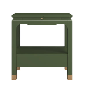 A.R.T. Furniture Eave Bedside Table - Pagoda-Inspired Design with Elegant Storage and Architectural Charm for Bedrooms Green 436140-1865