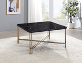 English Elm Steve Silver - Daxton - Faux Marble Top Square Cocktail Table - Black