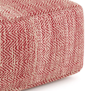 English Elm Nate Square Pouf - Hand-Woven Maroon Mélange For Versatile Seating, Footrest, Or Side Table B136P159275