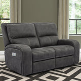 Parker House Polaris - Slate Power Reclining Sofa And Loveseat Dark Grey 100% Polyester (W) Mpol-32ph-sla