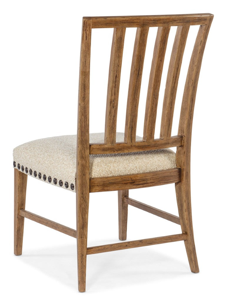 Hooker Furniture Big Sky Side Chair With Vintage Natural Hickory Finish, Spindle Back, Nailhead Trim & Stain‑Resist Fabric 26.50 L x 22.00W x 39.50H 6700-75410-80