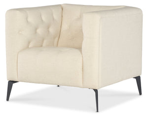 Hooker Furniture Nicolla Heathered Sand Stationary Chair With Chesterfield-Tufting & Matte Black Tapered Legs, Durable Performance Fabric SS637-01-411