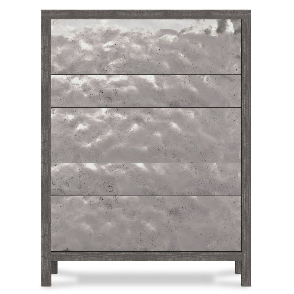 Bernhardt Bernhardt Prado Porcini Oak Tall Drawer Chest With Bright Graphite Aluminum Fronts, 5 Soft-Close Drawers 324118B