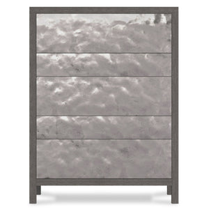 Bernhardt Bernhardt Prado Porcini Oak Tall Drawer Chest With Bright Graphite Aluminum Fronts, 5 Soft-Close Drawers 324118B