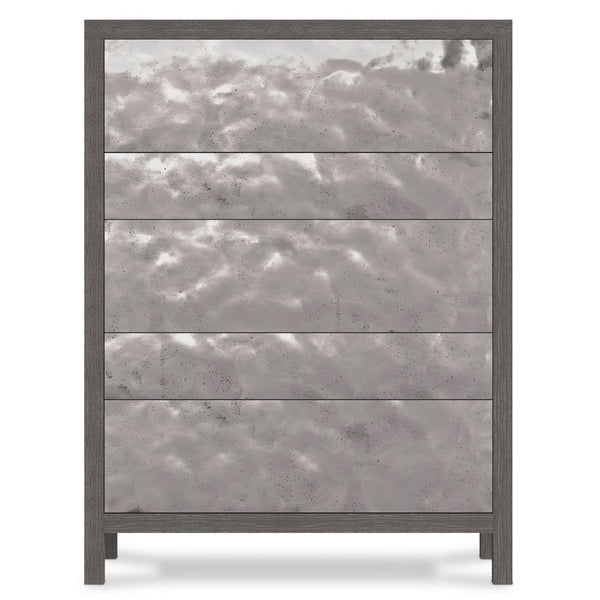 Bernhardt Bernhardt Prado Porcini Oak Tall Drawer Chest With Bright Graphite Aluminum Fronts, 5 Soft-Close Drawers 324118B