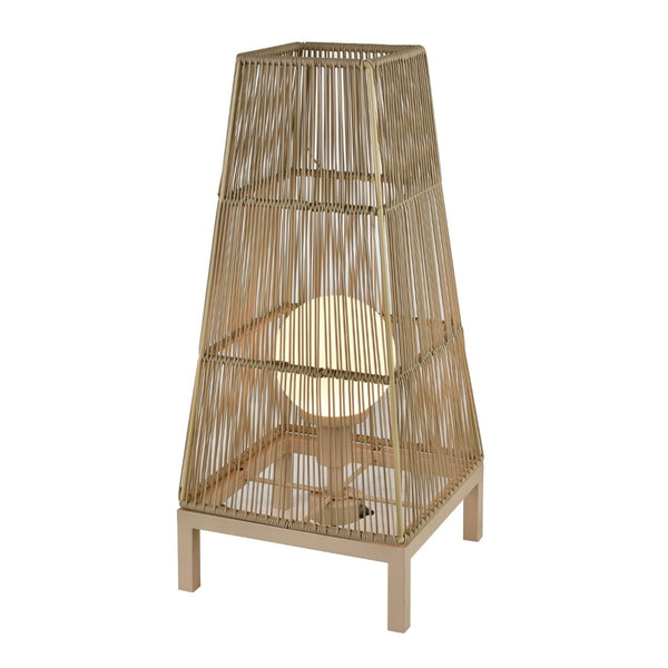 Atlas Corsica 30'' Coastal Charm 1-Light Outdoor Floor Lamp - Weather-Resistant Beige Rattan Accent OL11001-BN