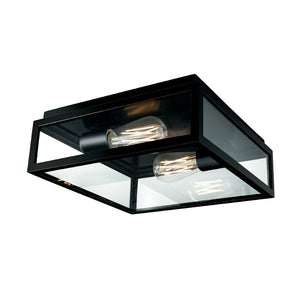 Atlas Capture 12'' Wide 2-Light Outdoor Flush Mount - Matte Black Lantern Style for Elegant Illumination OL11005-BK