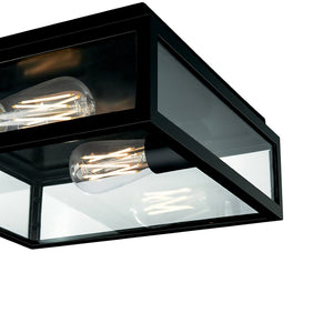 Atlas Capture 12'' Wide 2-Light Outdoor Flush Mount - Matte Black Lantern Style for Elegant Illumination OL11005-BK