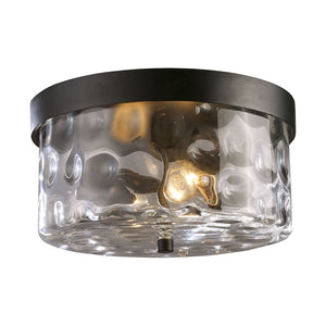 Atlas Grand Aisle 11'' Wide Outdoor Flush Mount - Elegant Hazelnut Bronze Lantern with Water Glass Design OL11007-BZ